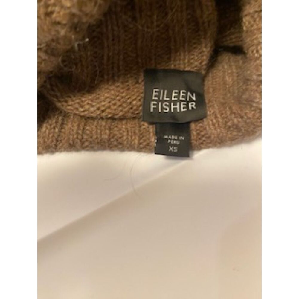Eileen Fisher 100% Baby Alpaca Turtleneck Sweater Brown Camel Women's XS MINT - Picture 3 of 5